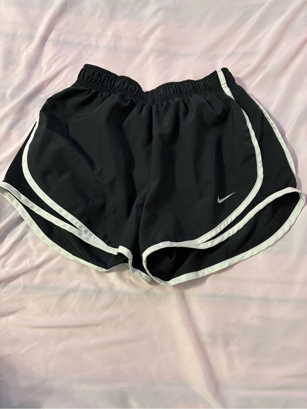 Nike Women's Black Athletic Shorts with White Piping